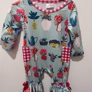 Source Unknown Colorful Floral Kids Footie